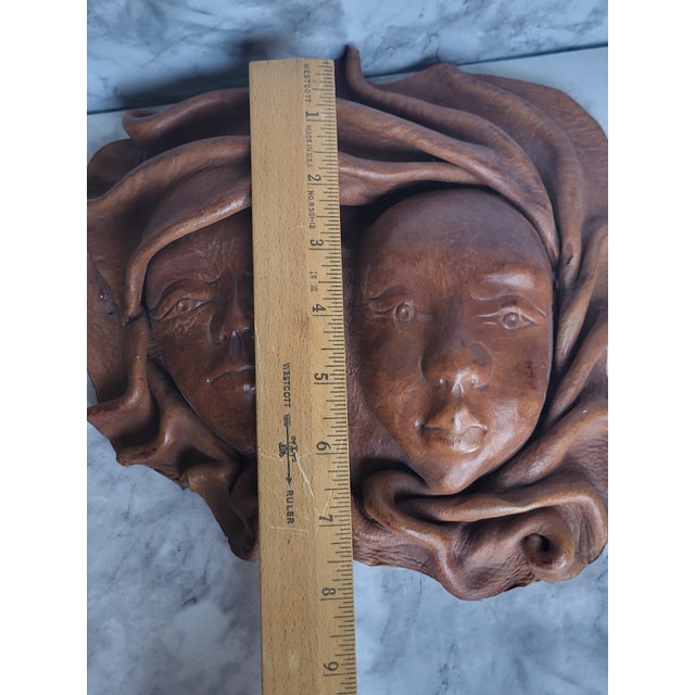 Late 20th Century Italian Sculpted Leather Mask Wall Hanging For Sale In San Francisco - Image 6 of 11