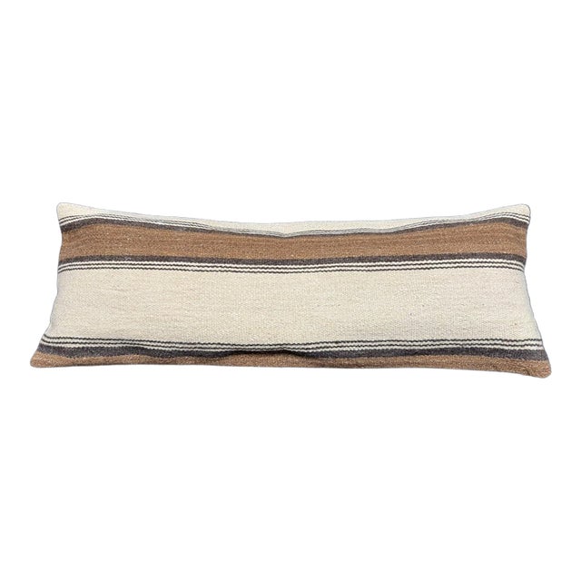 Turkish Hemp Pillow Cushion Natural Beige Brown Cushion Cover 14"x40" For Sale