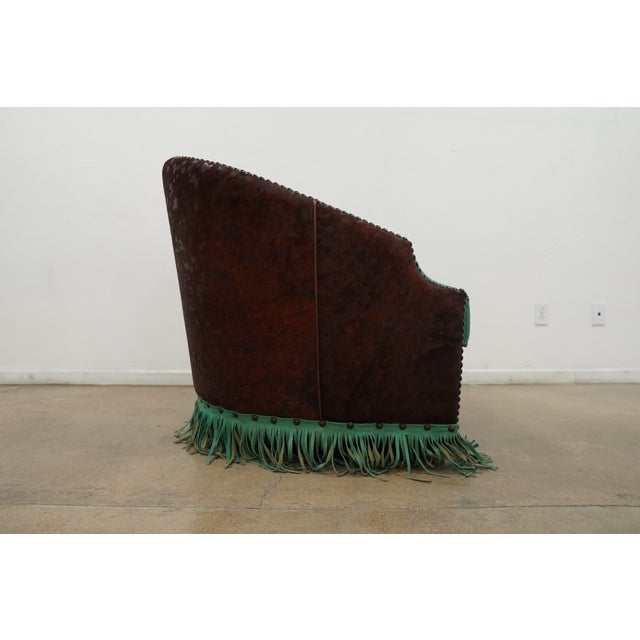 Western-Style Embossed Leather Swivel Barrel Chair For Sale In Austin - Image 6 of 16