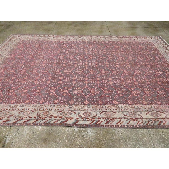 Galerie Shabab Collection Early 20th Century Handmade East Turkestan Khotan Room Size Carpet For Sale In New York - Image 6 of 10