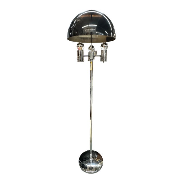1960s Mid-Century Modern Space Age Chrome Mushroom Floor Lamp For Sale