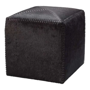Jamie Young Ottoman in Brown Hide, Small