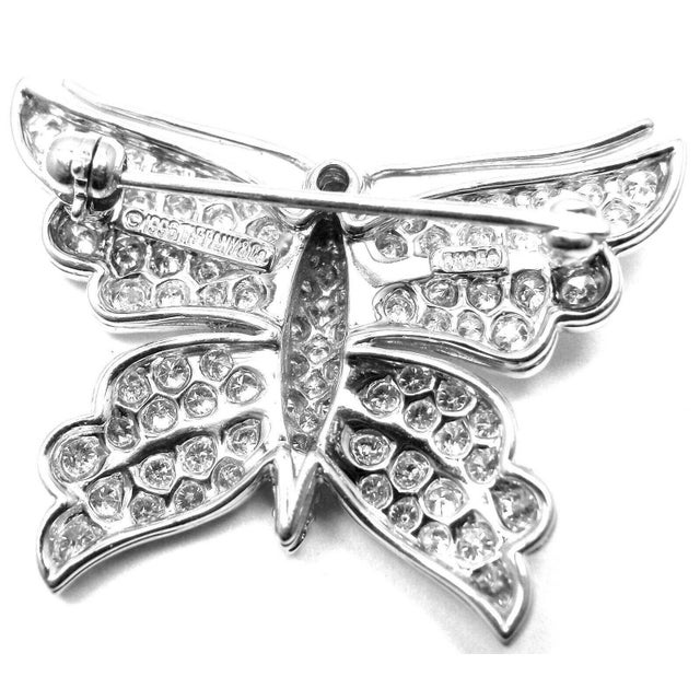 Contemporary Tiffany & Co. Butterfly Platinum Diamond Pin Brooch For Sale - Image 3 of 8