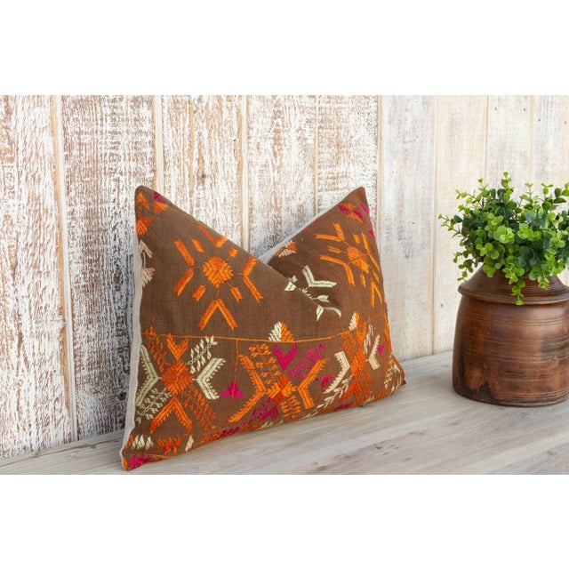 Indian Chavi Antique Indian Folk Lumbar Pillow For Sale - Image 3 of 10