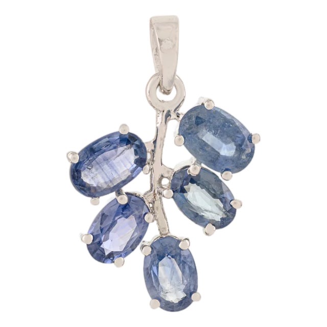 Modern 2.54 CTW Sapphire Minimalist Graps Pendant Set in 925 Silver by Carat&her For Sale