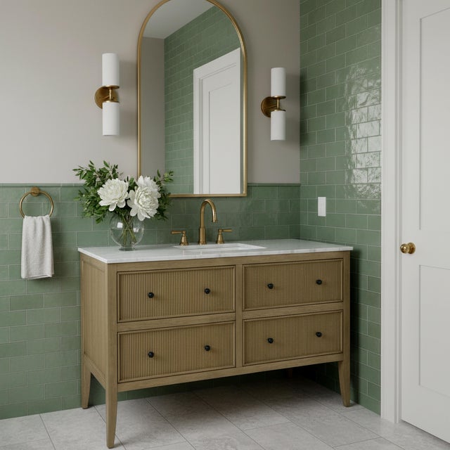 Enhance your bathroomâs aesthetic with the Butler Specialty Company Bristol 60 inch Ribbed Bathroom Vanity, a perfect...