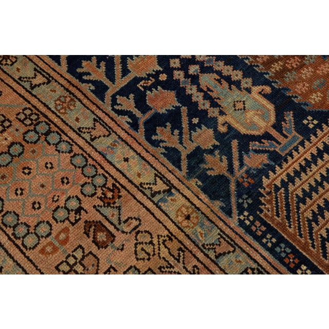 1900s Blue Antique Persian Bakshaish Wool Rug Handmade With Allover Design For Sale - Image 4 of 11