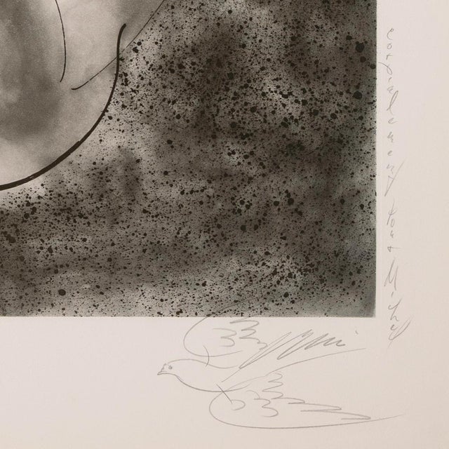 'Couple Embracing' by Hans Erni, Liebespaar Kuscheln, Modernist Grisaille Aquatint Etching For Sale - Image 4 of 10