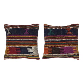 20"x20" SET OF 2 - Hand-Woven Kilim Cushion Covers. A pair of Lace Pillow Covers For Sale