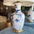 Christopher Spitzmiller Ming Lamp Delft Blue Marble with 23k Gold Water Gilt Bases and Brass Double Socket Clusters In...