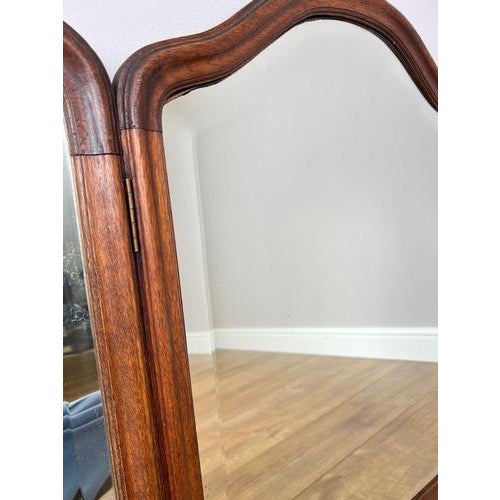 French Triple Folding Dressing Table Mirror in Oak For Sale - Image 6 of 11