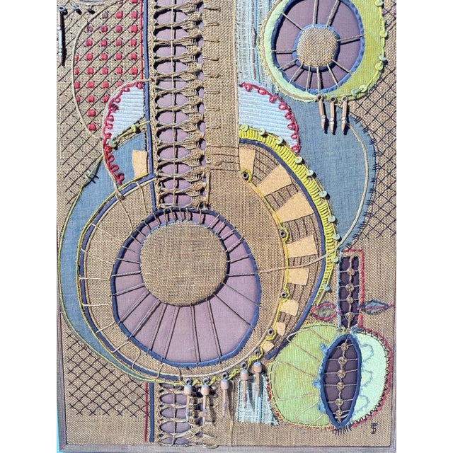 Vintage Wall Hanging Woven Textile in Wool, Jute, Cotton, and Wood, 1970s For Sale - Image 9 of 13