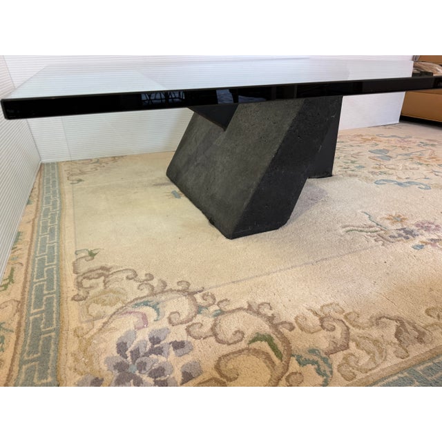 Black Postmodern Sculptural Glass Top Coffee Table For Sale - Image 8 of 12