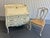 French Vintage La Barge Hand Painted Blue and White French Secretary Desk and Chair For Sale - Image 3 of 11