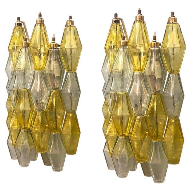 Yellow and Clear Poliedri Sconces by Carlo Scarpa for Venini, 1980s For Sale - Image 15 of 15