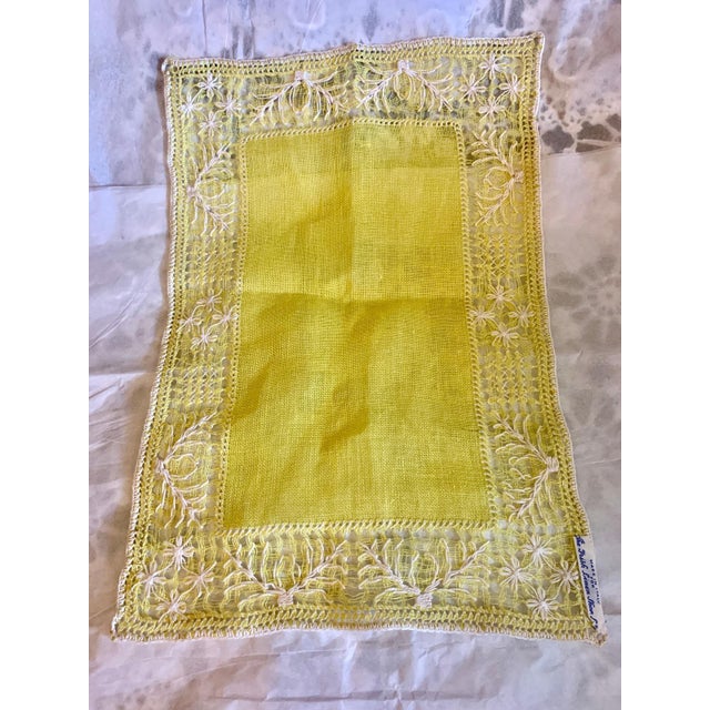 Vintage the Irish Linen Shop LTD Luxury Tablelinen Placemat & Doily or Napkins Made in Italy Set of 4 Pieces 100% Linen and Lace For Sale - Image 11 of 11
