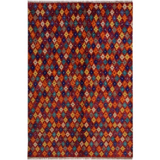 1990s Modern Balouchi Red& Orange Wool Rug- 5'1 X 6'7 For Sale