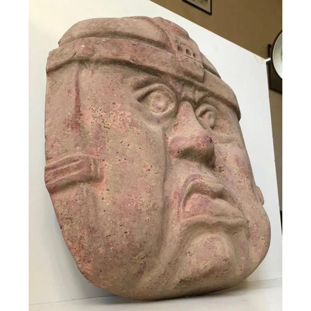 1970s Large Vintage Olmec Terracotta Wall Head, Mexico, 1970s For Sale - Image 5 of 10