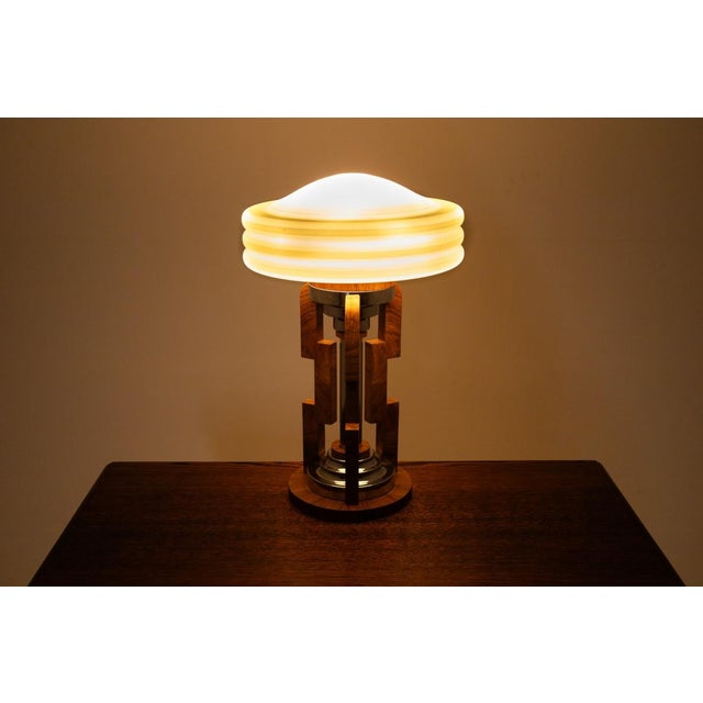 Art Deco lamp from the 1950s, Poland. A beautiful mid-20th century Art Deco table lamp. The style is characterized by...