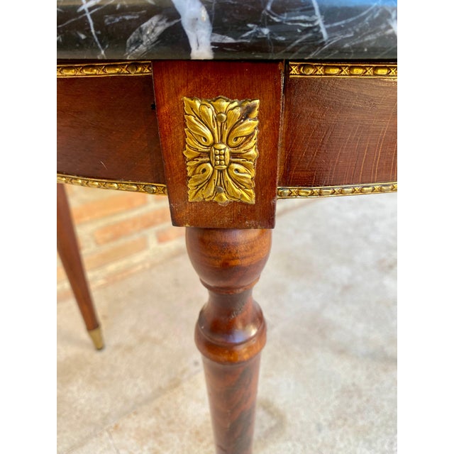 Wood French Bronze Mounted Center, End or Sofa Table with Black Marble Top, 1940s For Sale - Image 7 of 18