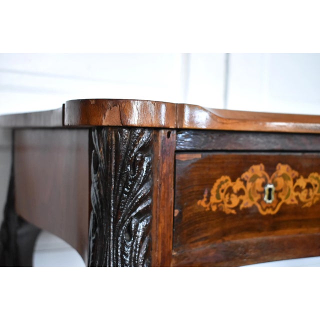 Brown 18th-Century Queen Anne Irish Marquetry Bureau Plat Desk For Sale - Image 8 of 13