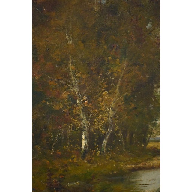 Salvignac, Pond Under the Woods, Early 20th Century, Oil on Canvas, Framed For Sale - Image 7 of 18