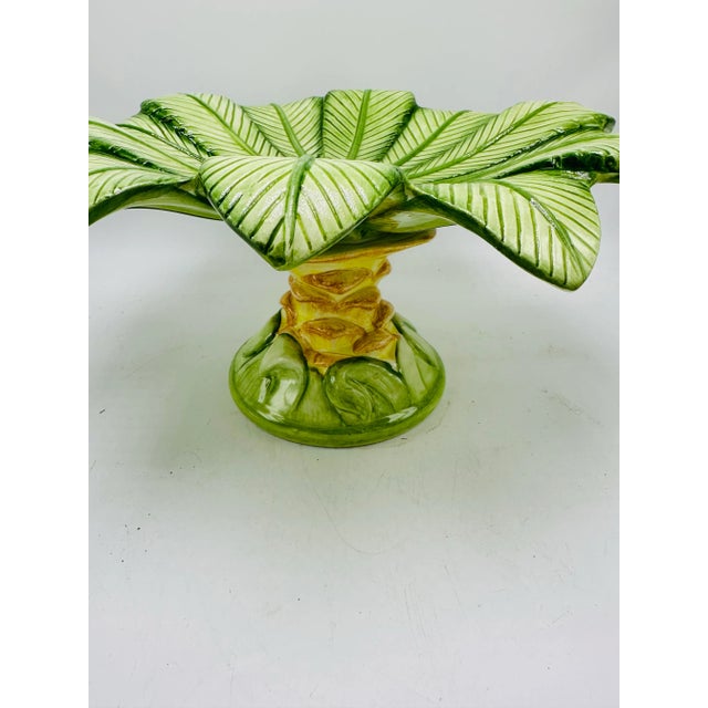 Vintage Coastal Italian Ceramic Palm Tree Bowl For Sale In Charleston - Image 6 of 7