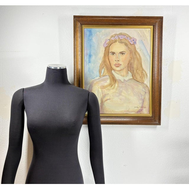 1979 Signed Steve LeBailly Original Watercolor – "Lady in Lavender" Figurative Portrait For Sale - Image 12 of 13