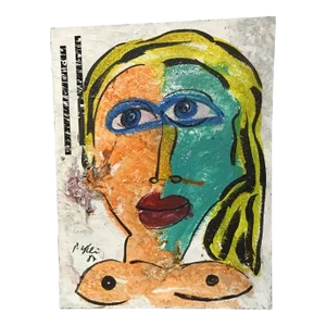 Large Peter Robert Keil Modernist Mixed Media Painting