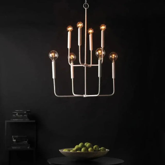 Experience the beauty of sculptural lighting with our Coastal Style White Gesso Mercer Two Tier Chandelier. Inspired by...