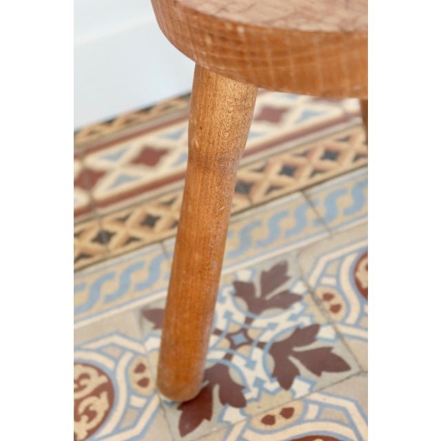 Rustic Rustic Wooden Tripod Stool with Half-Moon Seat, 1960s For Sale - Image 3 of 6