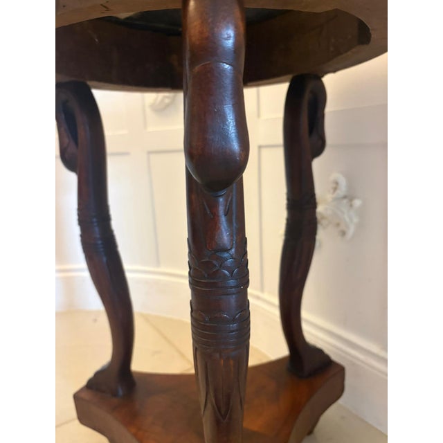 Antique Victorian Specimen Marble Top Centre Table Mahogany Swan Support Side Table, 1860 For Sale - Image 17 of 18