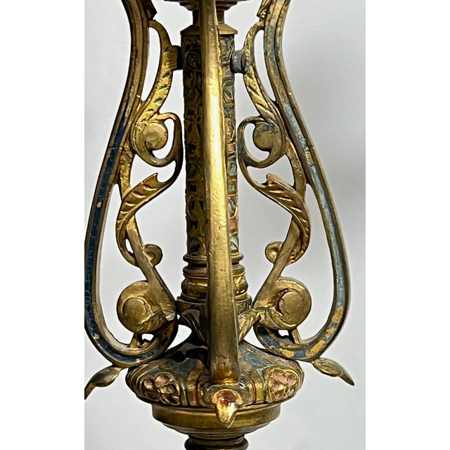 Pair of 19th Century French Gilt Bronze Champlevé Candelabras For Sale - Image 4 of 12