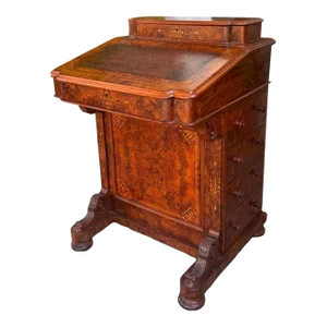 Antique 19th C English Burlwood Davenport Desk