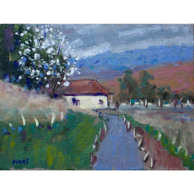 Modern Minimalist Oil Landscape, Blossoms For Sale