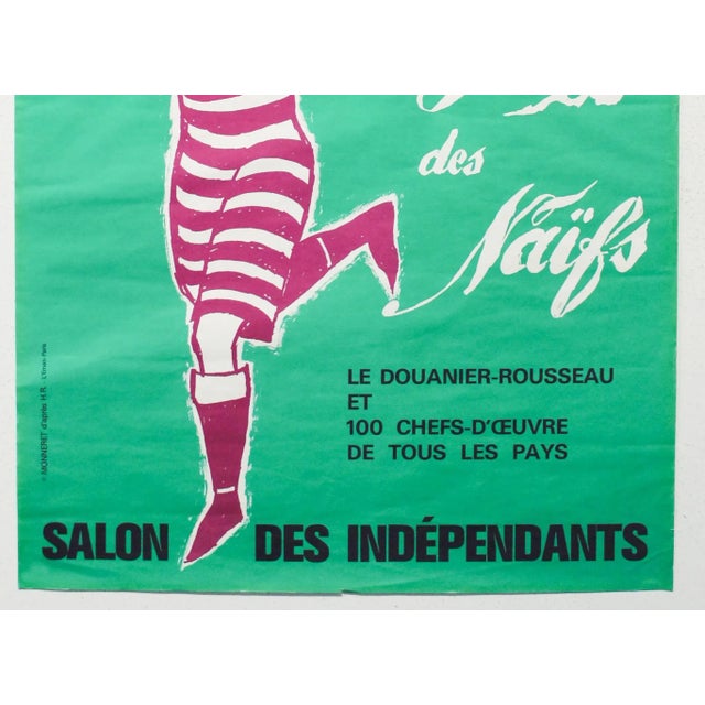 Illustration 1982 French Exhibition Poster, Le Génie Des Naifs, Salon Des Indépendants - Monneret For Sale - Image 3 of 5