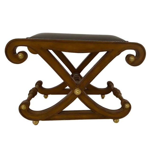 Textile Late 19th Century Regency Style Curved X-Base Stool Luggage Rack For Sale - Image 7 of 7