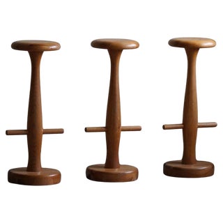 Mid-Century Modern Danish Bar Stools in Oak from Rainer Daumiller, 1960s, Set of 3 For Sale