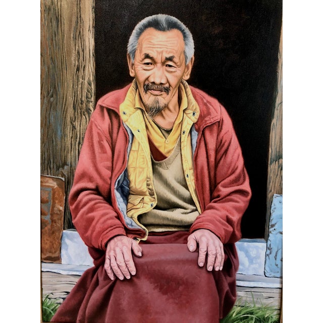 This portrait, titled "The Lama of Thame," is a masterful oil-on-canvas board work by the acclaimed American alpinist and...