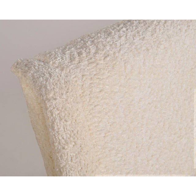 Italian Mid Century Chairs With Nubby White Fabric and Brass Tipped Legs - Pair For Sale In Detroit - Image 6 of 12