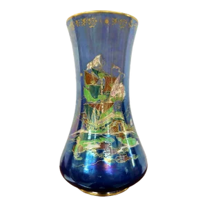 Vintage Crown Devon Lustrine Stoke on Trent England Royal George Blue Vase