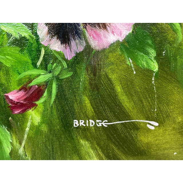 Traditional British Oil Painting Flowers Pansy's & Daisies by Elizabeth Bridge Ri Roi For Sale - Image 11 of 13