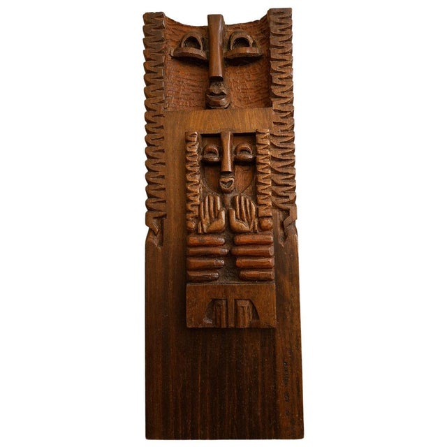 Wood Modernist Wall Sculpture in Carved Wood, 1971 For Sale - Image 7 of 7