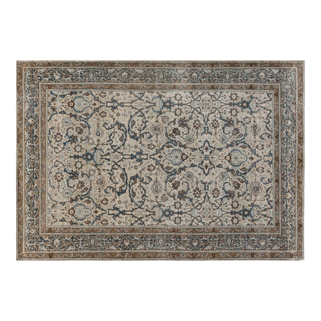Authentic Persian Tabriz Rug in Beige, Blue, Brown and Gray For Sale