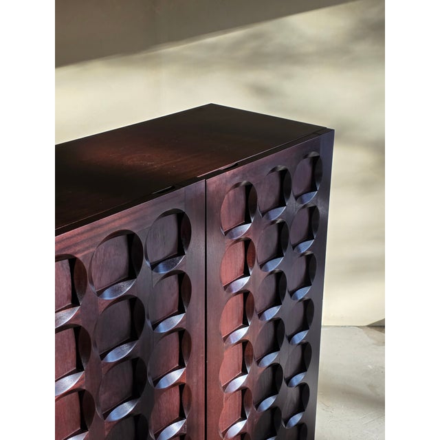 Modern Brutalist Mahogany Bar Cabinet from Defour, Belgium, 1970s For Sale - Image 3 of 16