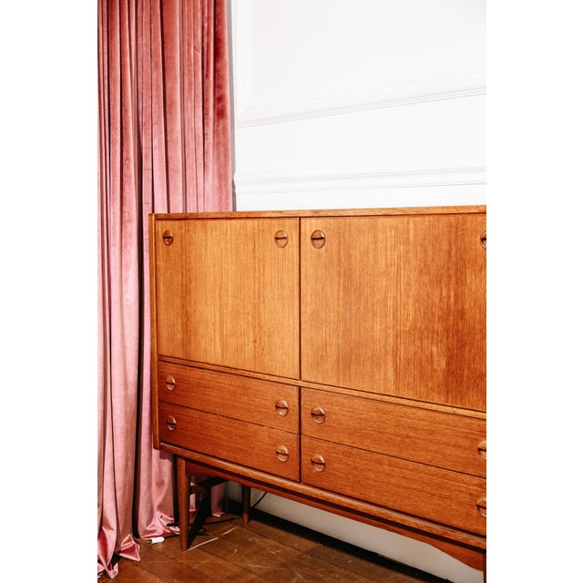 Tan Scandinavian Teak Bar Cabinet with Integrated Secretary Desk, 1960s For Sale - Image 8 of 9