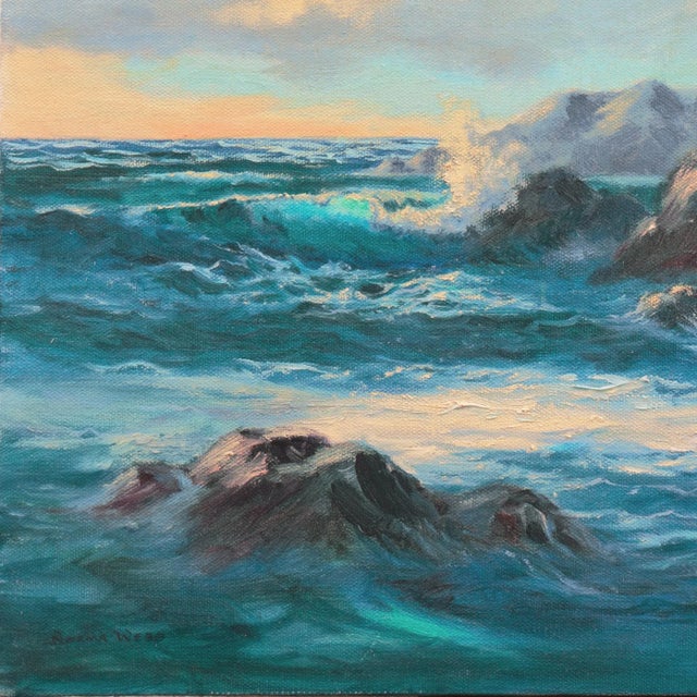 Textile 'Pacific Sunset' by Norma Webb, Society of Western Artists, California Woman Artist, Seascape For Sale - Image 7 of 8