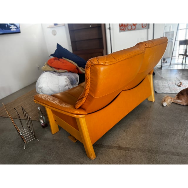 1990s 1990s Ekornes Stressless Reclining Leather Sofa For Sale - Image 5 of 9