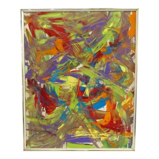 Framed Abstract Painting Signed "Waldo Waters" For Sale