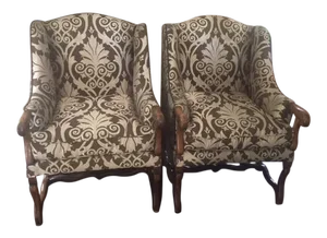 18th Century French Walnut Os Du Muton Arm Chairs - A Pair